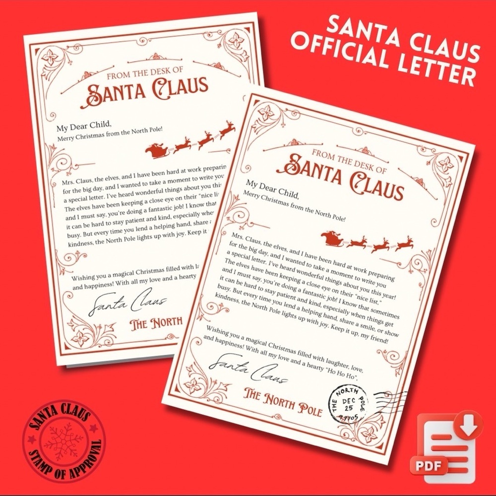 Santa Claus Official Letter PDF digital download